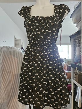 Xhilaration Midi Dress Horses Black & White XS